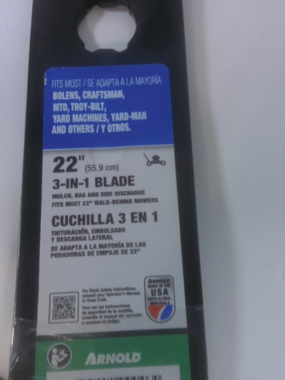 22" Black 3-in-1 Lawn Mower Blade